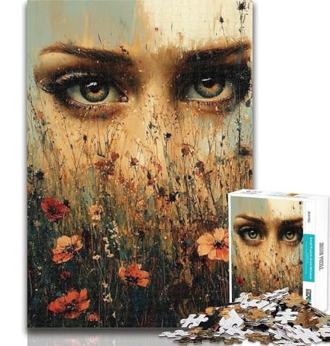 Puzzles für Teenager, Blumenaugen, Teenager-Puzzle, für Lernspiele, Herausforderungsspielzeug, als Geschenk für die ganze Familie, 26x38cm von GOIUYTGM