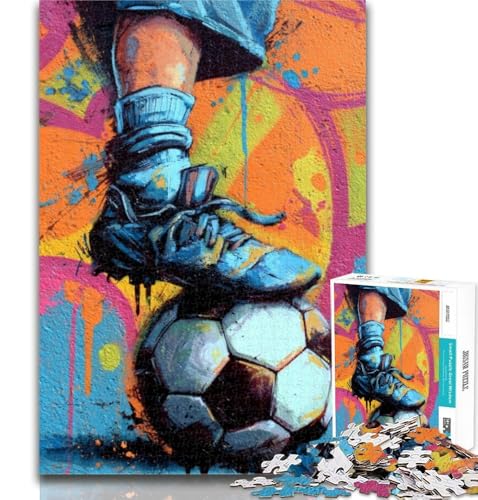 Puzzles für Teenager, Fußball-Ölgemälde, Puzzles für Teenager, 1000, Stressabbau, schwierige Herausforderung, stärkt die Liebe zwischen Paaren, 50x75cm von GOIUYTGM