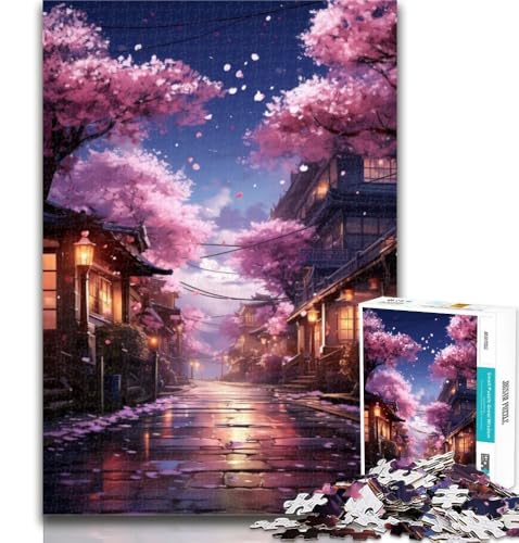 Puzzles für Teenager, Kirschblütenstraße, Teenager-Puzzle, für Lernspiele, Herausforderungsspielzeug, als Geschenk für die ganze Familie, 26x38cm von GOIUYTGM