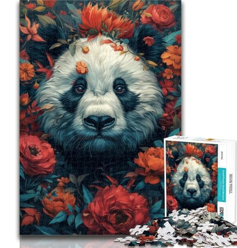 Puzzles für Teenager, Panda in Blume, Puzzles für Erwachsene, 1000 Teile, Spielzeug, Lernspiele, Stressabbau, einzigartige Heimdekoration und Geschenke, 26x38cm von GOIUYTGM