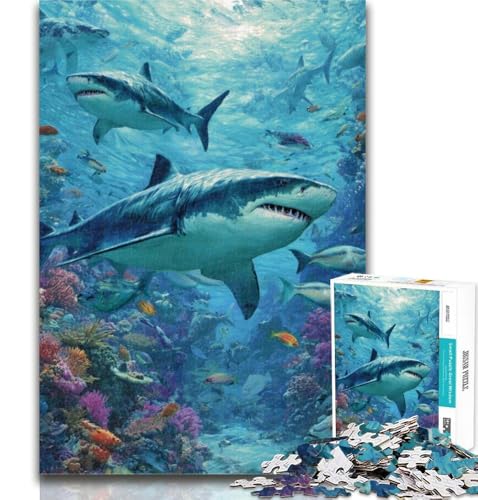 Puzzles für Teenager, Unterwasserhai, Puzzles für Erwachsene, Lernspiele, Heimdekoration, Geschenk für die ganze Familie, 50x75cm von GOIUYTGM