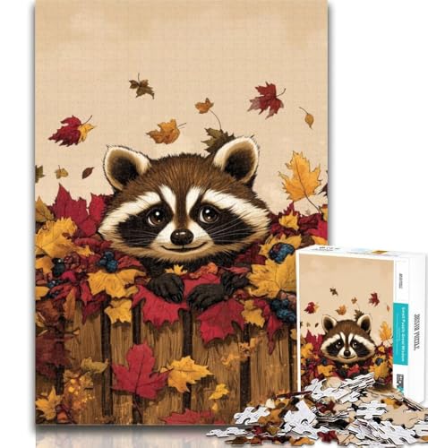 Puzzles für Teenager, Waschbären im Herbst, Puzzles für Erwachsene, anspruchsvolles Spielspielzeug, ganze Familie, 50x75cm von GOIUYTGM