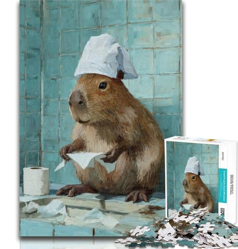 Puzzles für Teenager, Wasserschwein und Toilettenpapier, Puzzles für Erwachsene, Lernspiele, Heimdekoration, Geschenk für die ganze Familie, 50x75cm von GOIUYTGM