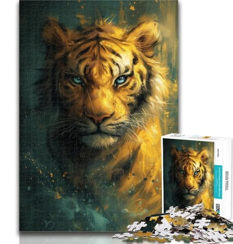 Puzzles für Teenager, süßes kleines gelbes Tiger-Puzzle für Erwachsene, 1000 Teile, mit passendem Poster und Quizblatt, für Kinder ab 14 Jahren, 50x75cm von GOIUYTGM