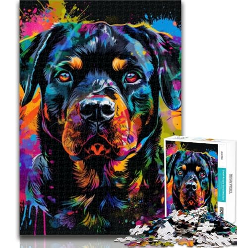 Rottweiler-Puzzle, 1000 Teile, für Erwachsene, Spielzeug, Lernspiele, Stressabbau, einzigartige Heimdekoration und Geschenke, 75x50cm von GOIUYTGM