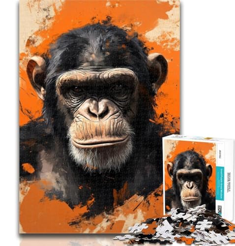 Schimpansen-Puzzle für Teenager, 1000 Teile, Lernspiele, Heimdekoration, Geschenk für die ganze Familie, 50x75cm von GOIUYTGM