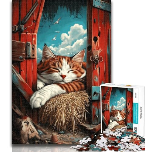 Teenager-Puzzle, Bauernhof-Katzen-Puzzle, 1000 Teile, für Teenager, Spielzeug, Lernspiele, Stressabbau, einzigartige Heimdekoration und Geschenke, 50x75cm von GOIUYTGM