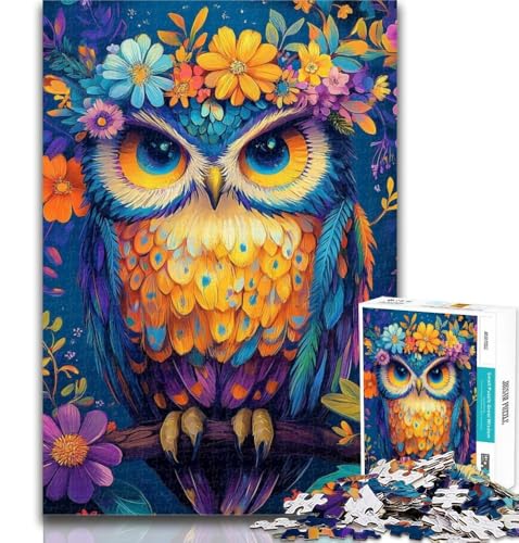 Teenager-Puzzle, Blumen-Eule, 1000 Teile, für Erwachsene, anspruchsvolles Spiel und Familienspiel, Wichtelgeschenke, 50x75cm von GOIUYTGM