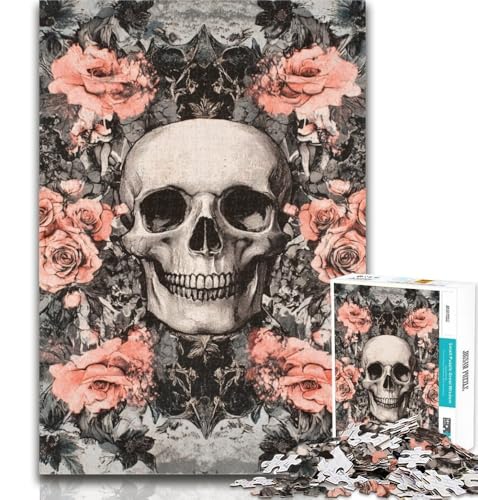 Teenager-Puzzle, Blumenschädel, 1000 Teile, für Erwachsene, anspruchsvolles Spiel und Familienspiel, Wichtelgeschenke, 26x38cm von GOIUYTGM