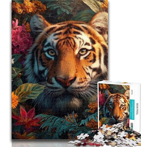 Teenager-Puzzle, Blumentiger, Puzzle 1000 Teile für Erwachsene, Spielzeug, Lernspiele, Stressabbau, tolle Geschenke und Spielzeuge, 26x38cm von GOIUYTGM