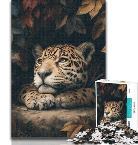 Teenager-Puzzle, Dschungel-Gepard, 1000 Teile, für Erwachsene, anspruchsvolles Spiel und Familienspiel, Wichtelgeschenke, 26x38cm von GOIUYTGM