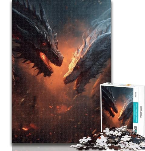 Teenager-Puzzle, EIS- und Feuerdrache, 1000 Teile, für Teenager, Spielzeug, Lernspiele, Stressabbau, tolle Geschenke und Spielzeuge, 26x38cm von GOIUYTGM