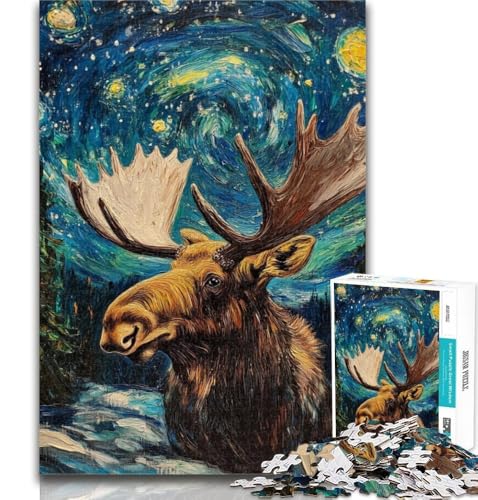 Teenager-Puzzle, Elch am Nachthimmel, 1000 Teile, für Erwachsene, anspruchsvolles Spiel und Familienspiel, Wichtelgeschenke, 50x75cm Teenager-Puzzle, Elch am Nachthimmel, 1000 Teile, für Erwachsene, anspruchsvolles Spiel und Familienspiel, Wichtelgeschenke, 50x75cm von GOIUYTGM