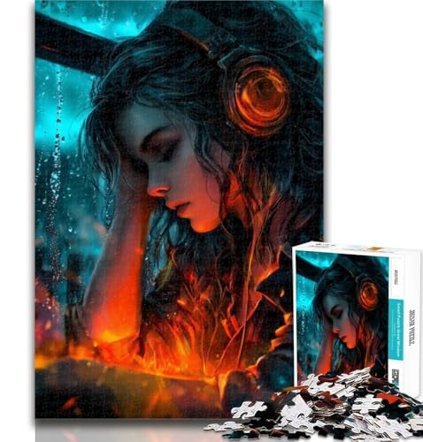 Teenager-Puzzle, Frau hört Musik, Puzzle 1000 Teile für Erwachsene, Spielzeug, Lernspiele, Stressabbau, tolle Geschenke und Spielzeuge, 26x38cm von GOIUYTGM