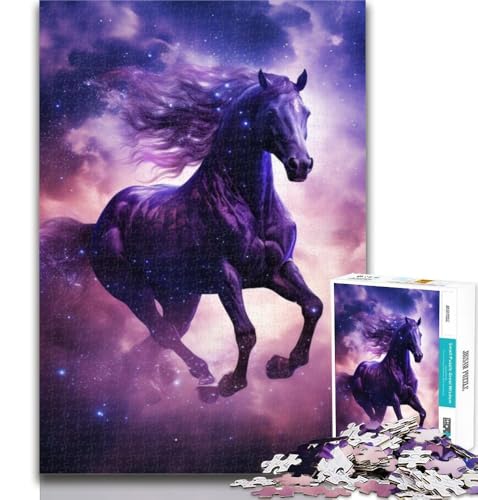 Teenager-Puzzle, Galaxie, lila Pferd, Puzzle für Teenager, 1000 Teile, Denkspiel, Wanddekoration, einzigartige Geburtstags, 50x75cm von GOIUYTGM