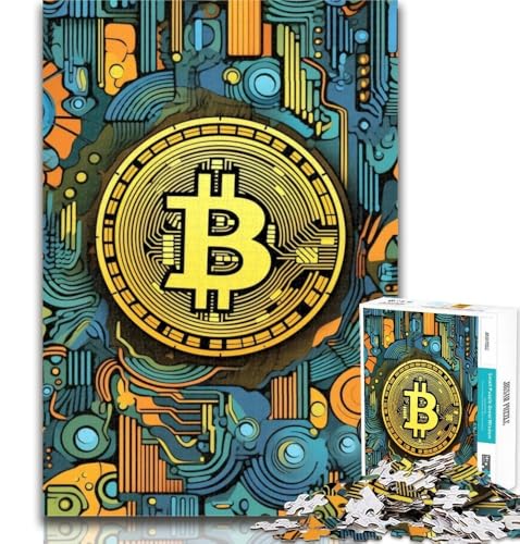Teenager-Puzzle, Golden Bitcoin, 1000 Teile, für Teenager, Spielzeug, Lernspiele, Stressabbau, tolle Geschenke und Spielzeuge, 26x38cm von GOIUYTGM