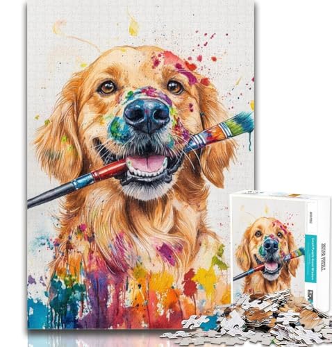 Teenager-Puzzle, Golden Retriever-Maler, 1000-teiliges Puzzle für Teenager, Lernspielzeug, einzigartige Heimdekoration und Geschenke, 50x75cm Teenager-Puzzle, Golden Retriever-Maler, 1000-teiliges Puzzle für Teenager, Lernspielzeug, einzigartige Heimdekoration und Geschenke, 50x75cm von GOIUYTGM
