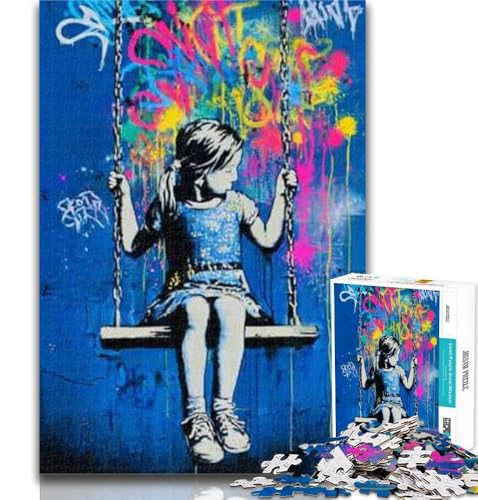 Teenager-Puzzle, Graffiti, kleines Mädchen, Puzzle 1000 Teile, für Erwachsene, Geschenke, für Lernspiele, Herausforderung, Spielzeug, Künstlersammlung, Bildende Kunst, 50x75cm von GOIUYTGM