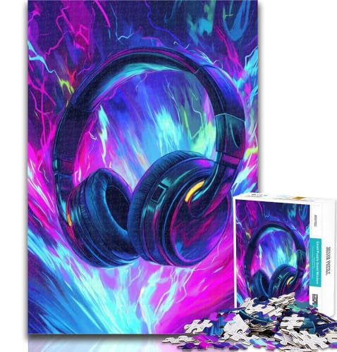 Teenager-Puzzle, Kopfhörer-Puzzle, 1000 Teile, für Teenager, Spielzeug, Lernspiele, Stressabbau, tolle Geschenke und Spielzeuge, 50x75cm von GOIUYTGM