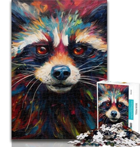 Teenager-Puzzle, Kunst, Fantasy-Waschbär, 1000-teiliges Puzzle für Erwachsene und Teenager, Familienspiel, Stressabbau, schwierige Herausforderung, Wichtelgeschenke, 26x38cm von GOIUYTGM