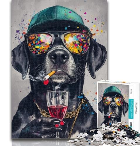 Teenager-Puzzle, Labrador mit Brille, 1000 Teile, für Teenager, Spielzeug, Lernspiele, Stressabbau, tolle Geschenke und Spielzeuge, 50x75cm von GOIUYTGM