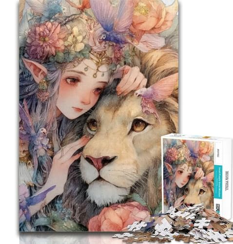 Teenager-Puzzle, Löwe und Elfenmädchen, 1000 Teile, Puzzle für Teenager und Erwachsene, interessante Stressreduzierung, Eltern-Kind-Interaktion, 26x38cm Teenager-Puzzle, Löwe und Elfenmädchen, 1000 Teile, Puzzle für Teenager und Erwachsene, interessante Stressreduzierung, Eltern-Kind-Interaktion, 26x38cm von GOIUYTGM
