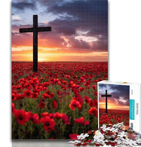 Teenager-Puzzle, Mohnkreuz-Puzzle für Teenager, 1000 Teile, Denkspiel, Wanddekoration, einzigartige Geburtstags, 50x75cm von GOIUYTGM