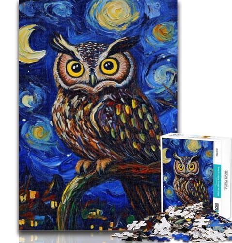 Teenager-Puzzle, Nachthimmel-Eule, 1000 Teile, für Teenager, Spielzeug, Lernspiele, Stressabbau, tolle Geschenke und Spielzeuge, 26x38cm von GOIUYTGM