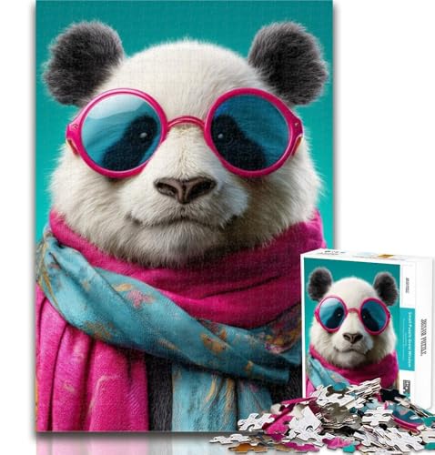 Teenager-Puzzle, Panda mit Schal, 1000 Teile, ganze Familie, für Kinder ab 14 Jahren, 50x75cm von GOIUYTGM