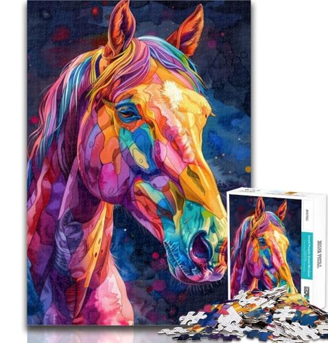 Teenager-Puzzle, Pferd, Aquarell, 1000 Teile, ganze Familie, für Kinder ab 14 Jahren, 26x38cm Teenager-Puzzle, Pferd, Aquarell, 1000 Teile, ganze Familie, für Kinder ab 14 Jahren, 26x38cm von GOIUYTGM