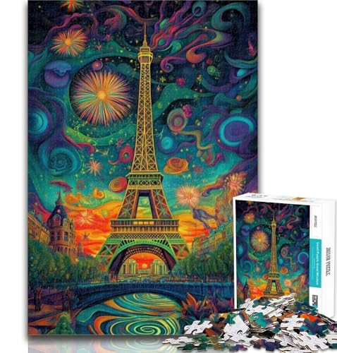 Teenager-Puzzle, Psychedelischer Eiffelturm, 1000 Teile, für Erwachsene, anspruchsvolles Spiel und Familienspiel, Wichtelgeschenke, 26x38cm von GOIUYTGM