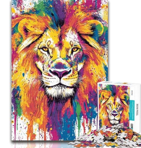 Teenager-Puzzle, Psychedelischer Löwe, 1000 Teile, für Erwachsene, anspruchsvolles Spiel und Familienspiel, Wichtelgeschenke, 26x38cm von GOIUYTGM