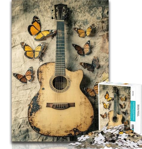 Teenager-Puzzle, Schmetterlingsgitarren-Puzzle, 1000 Teile, für Erwachsene, anspruchsvolles Spiel und Familienspiel, Wichtelgeschenke, 26x38cm von GOIUYTGM