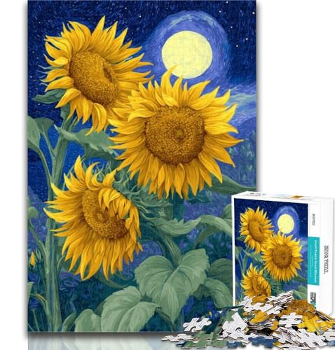 Teenager-Puzzle, Sonnenblume, 1000 Teile, Puzzle für Erwachsene und Teenager, Familienspiel, Stressabbau, schwierige Herausforderung, Wichtelgeschenke, 26x38cm von GOIUYTGM