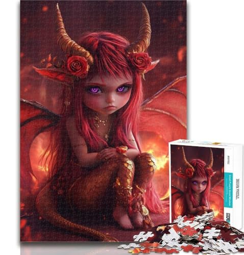 Teenager-Puzzle, Teufel, kleines Drachenmädchen, 1000-teiliges Puzzle für Teenager-Geschenke, Entspannungsspiele ganze Familie, 50x75cm von GOIUYTGM