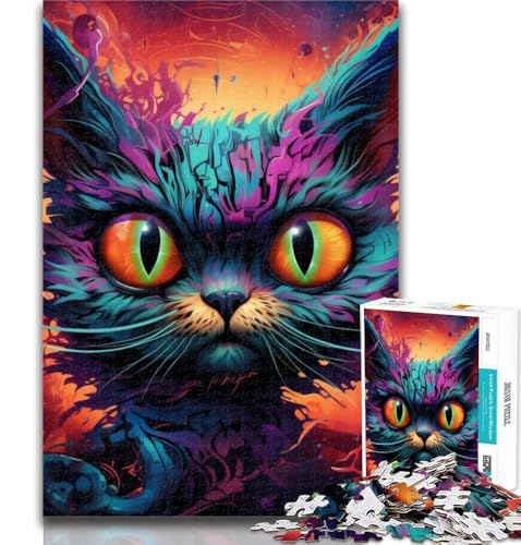 Teenager-Puzzle, farbenfrohes Katzen-Kunst-Puzzle für Erwachsene und Teenager, 1000 Teile, perfekt für Spieleabende, farbenfrohes Spielzeug als Geschenk für zu Hause, 75x50cm von GOIUYTGM