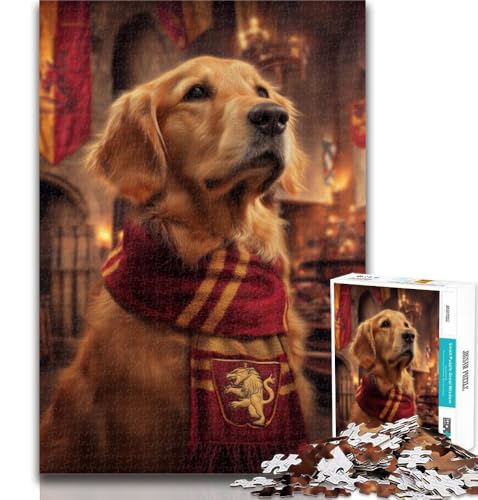 Teenager-Puzzle, magisches Golden Retriever-Puzzle, 1000 Teile für Teenager, Kohlekunst, Staycation, Zeitvertreib für die Heimdekoration, 50x75cm von GOIUYTGM