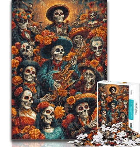Teenager-Puzzle, mexikanischer Totenkopf, 1000 Teile, für Teenager, Spielzeug, Lernspiele, Stressabbau, tolle Geschenke und Spielzeuge, 50x75cm von GOIUYTGM