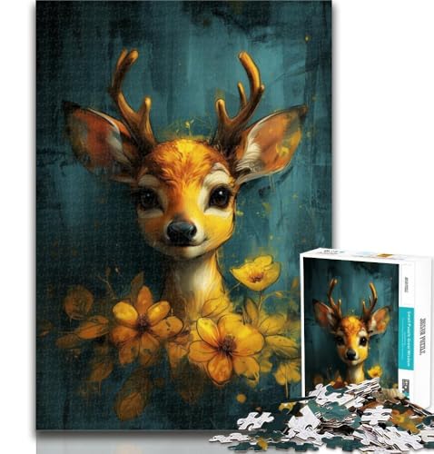 Teenager-Puzzle, niedliches kleines gelbes REH, 1000 Teile, Puzzle für Erwachsene und Jugendliche, Lernspielzeug, Familienspiele, stärkt die Liebe zwischen Paaren, 26x38cm von GOIUYTGM