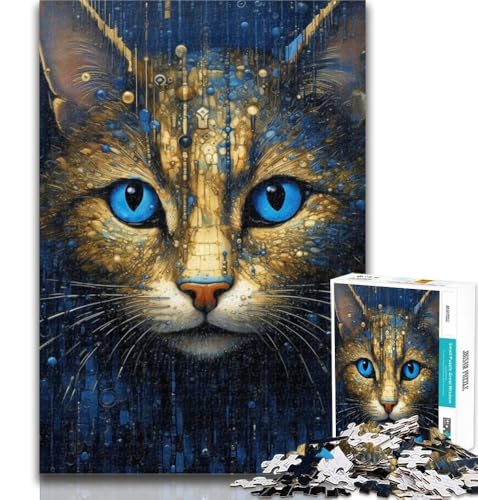 Teenager-Puzzle, psychedelische Katze, 1000 Teile, für Erwachsene, anspruchsvolles Spiel und Familienspiel, Wichtelgeschenke, 26x38cm von GOIUYTGM