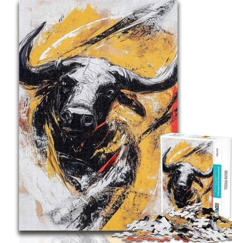 Teenager-Puzzle, schwarzer und Goldener Stier, 1000 Teile, Puzzle für Erwachsene und Jugendliche, Spielzeug, Lernspiele, Stressabbau, tolle Geschenke und Spielzeuge, 50x75cm von GOIUYTGM