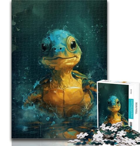 Teenager-Puzzle, süße kleine gelbe Schildkröte, Puzzle für Erwachsene, 1000 Teile, ganze Familie ab 14 Jahren, 26x38cm von GOIUYTGM