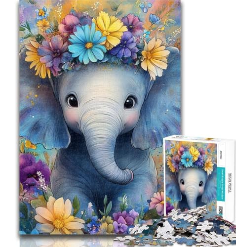 Teenager-Puzzle, süßes Elefantenbaby, 1000 Teile, für Teenager, Spielzeug, Lernspiele, Stressabbau, tolle Geschenke und Spielzeuge, 26x38cm von GOIUYTGM