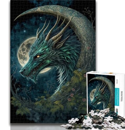Teenager-Puzzle Drache auf dem Mond, 1000 Teile, für Erwachsene, Spielzeug, Lernspiele, Stressabbau, tolle Geschenke und Spielzeuge, 26x38cm von GOIUYTGM