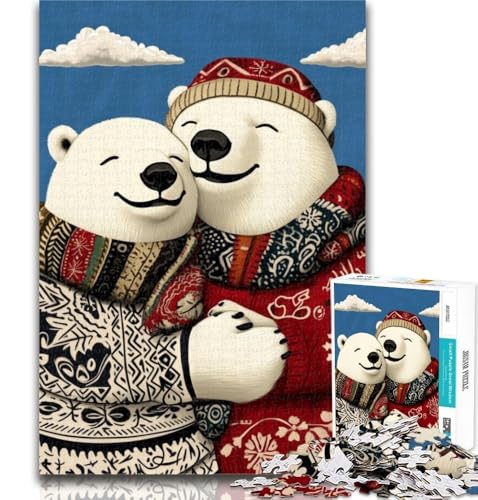 Teenager-Puzzle Eisbärenpaar, Puzzle 1000 Teile für Erwachsene, Spielzeug, Lernspiele, Stressabbau, tolle Geschenke und Spielzeuge, 50x75cm von GOIUYTGM