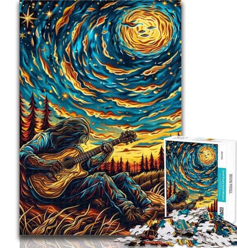 Teenager-Puzzle Gitarre Spielen unter den Sternen, 1000-teiliges Puzzle für Teenager, Lernspielzeug, einzigartige Heimdekoration und Geschenke, 26x38cm von GOIUYTGM