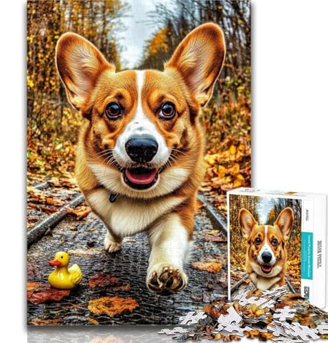 Teenager-Puzzle Happy Corgi 1000 Teile für Erwachsene, anspruchsvolles Spiel und Familienspiel, Wichtelgeschenke, 26x38cm von GOIUYTGM
