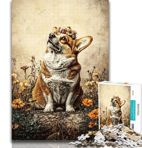 Teenager-Puzzle Happy Corgi 1000 Teile für Erwachsene, anspruchsvolles Spiel und Familienspiel, Wichtelgeschenke, 50x75cm von GOIUYTGM