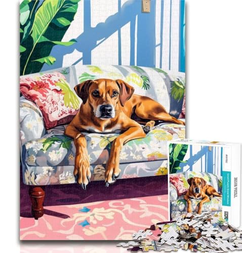 Teenager-Puzzle Hund auf dem Sofa, 1000 Teile, für Erwachsene, anspruchsvolles Spiel und Familienspiel, Wichtelgeschenke, 50x75cm von GOIUYTGM