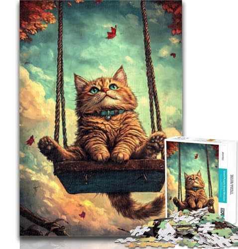 Teenager-Puzzle Katze auf Einer Schaukel, Puzzle für Erwachsene, 1000 Teile, ganze Familie, für Kinder ab 14 Jahren, 50x75cm Teenager-Puzzle Katze auf Einer Schaukel, Puzzle für Erwachsene, 1000 Teile, ganze Familie, für Kinder ab 14 Jahren, 50x75cm von GOIUYTGM